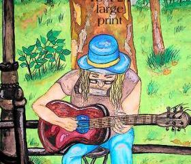 CENTRAL PARK MUSICIAN 18 X 24 LARGE FINE ARTS PRINT